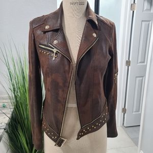 Vegan Suede Brown Moto Jacket